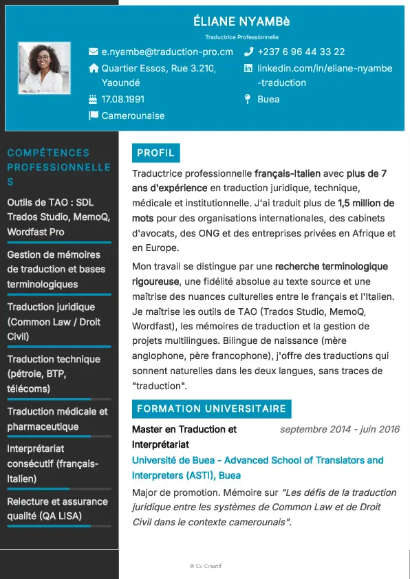 Exemple de CV de traducteur